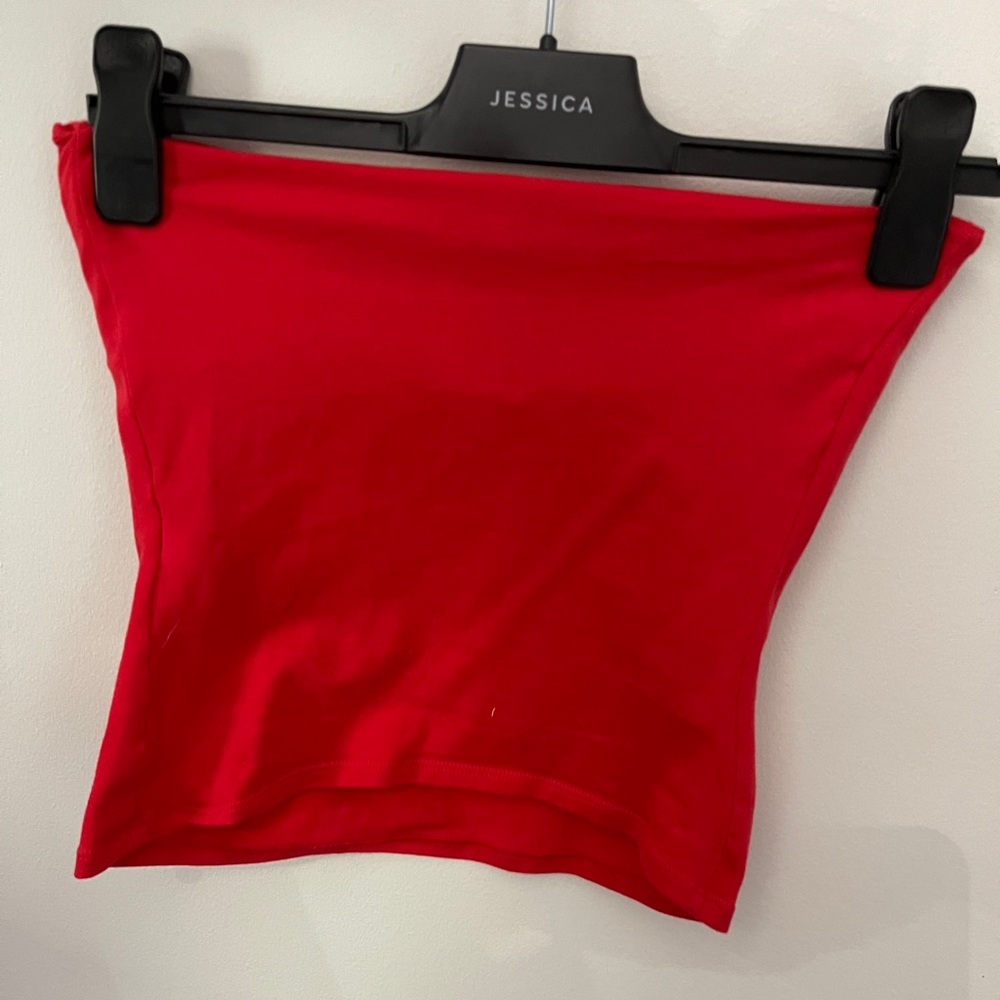 Garage red strapless top